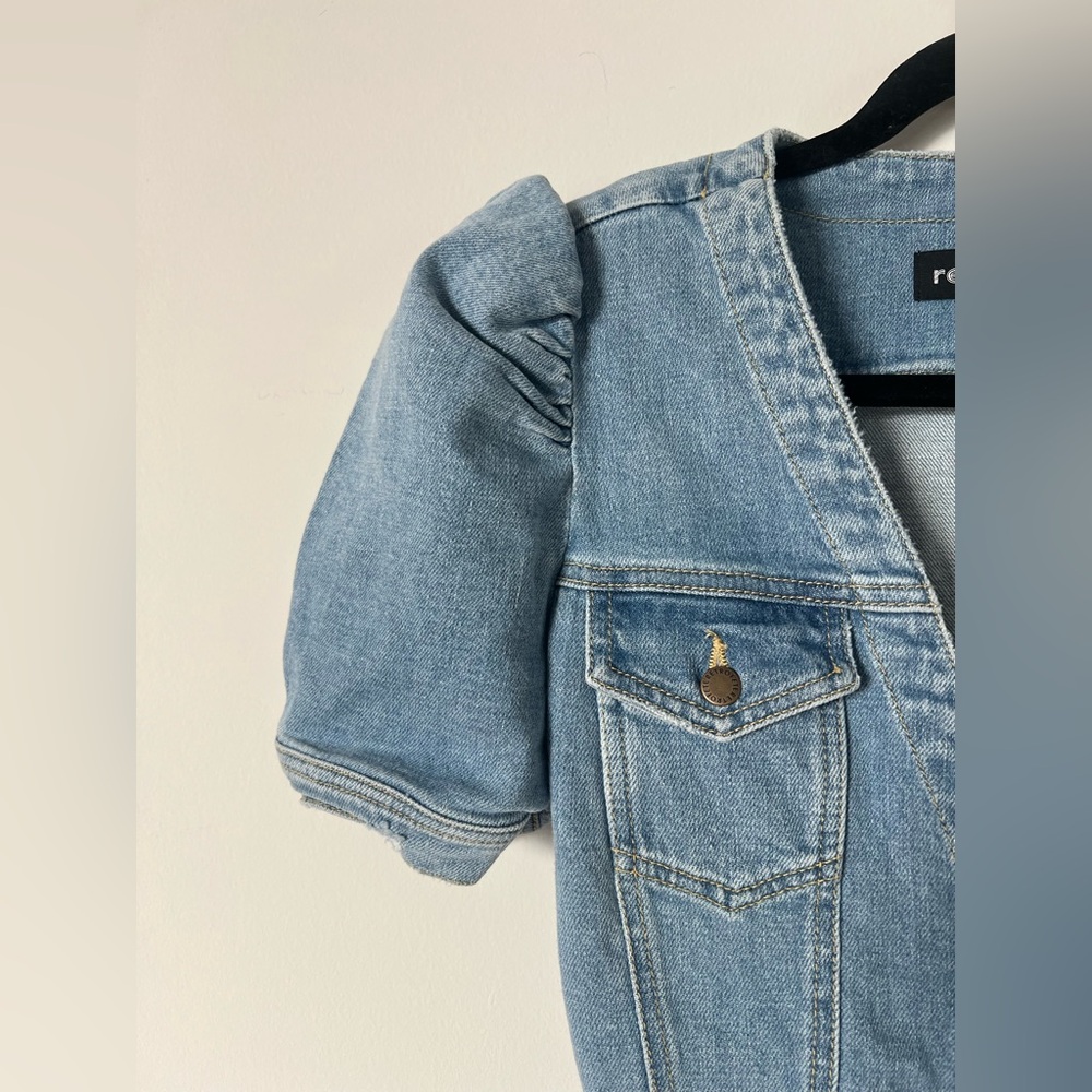 NWT Retrofete Annie Denim Button Up Puff Sleeve Dress in Laguna XS - Picture 6 of 16